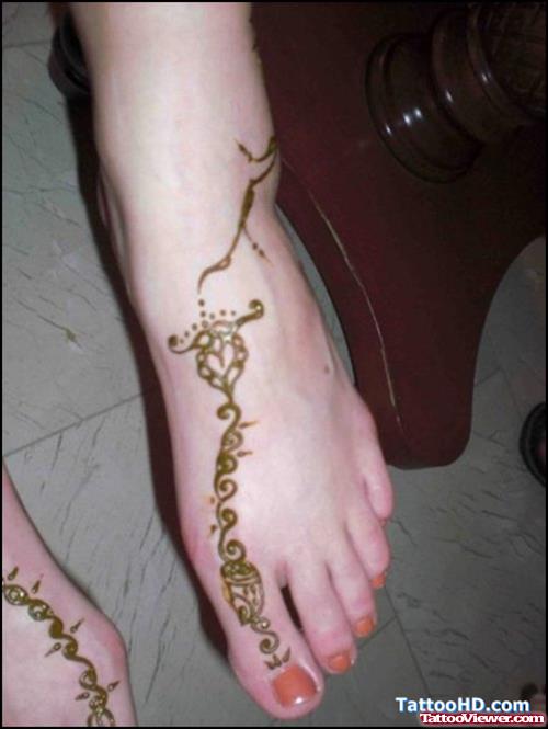 Henna Tattoo On Left Foot