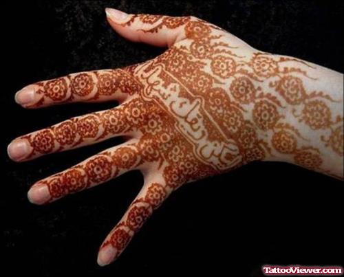 Awesome Henna Tattoo on Girl Left Back Hand