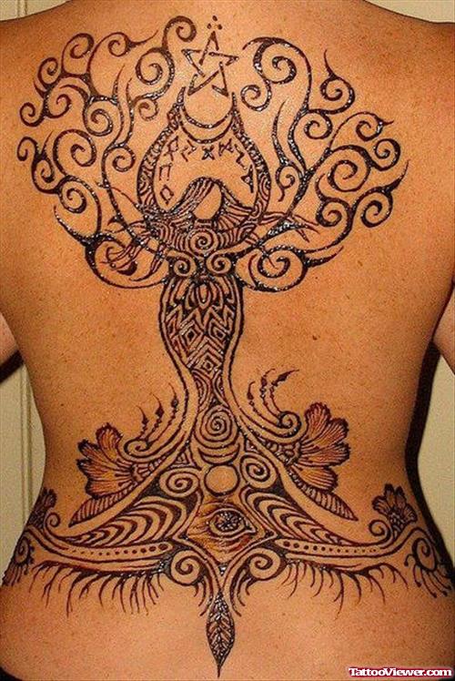 Amazing Henna Tattoo On Back Body