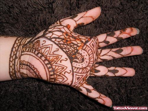 Henna Tattoos On Left Palm