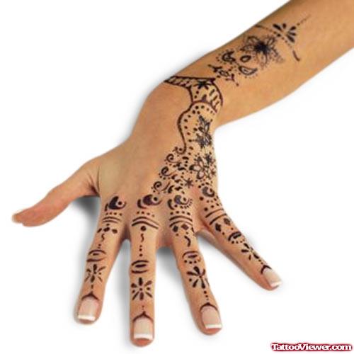 Henna Tattoos On Left Hand