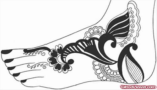 Henna Foot Tattoo Design For Girls
