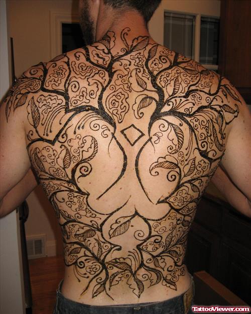 Henna Tattoo On Man Full Back