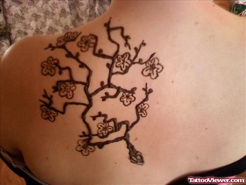 Henna Tattoo On Left Back Shoulder