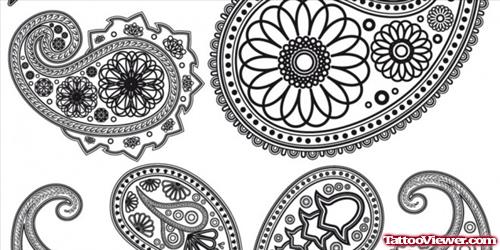 Grey Ink Henna Tattoos Designs