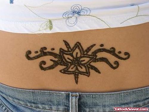 Flower Henna Tattoo On Lowerback