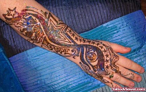 Classic Henna Tattoo On Right Arm