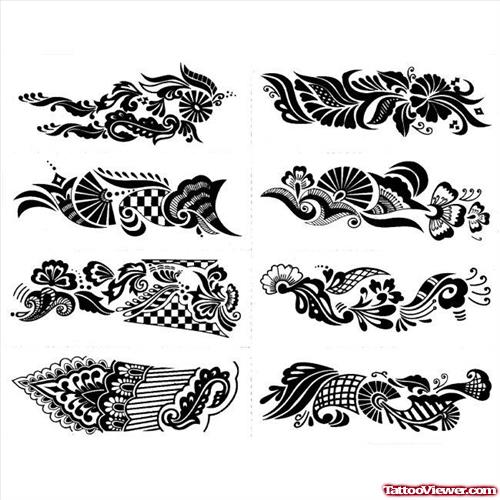 Black Ink Henna Tattoos Designs