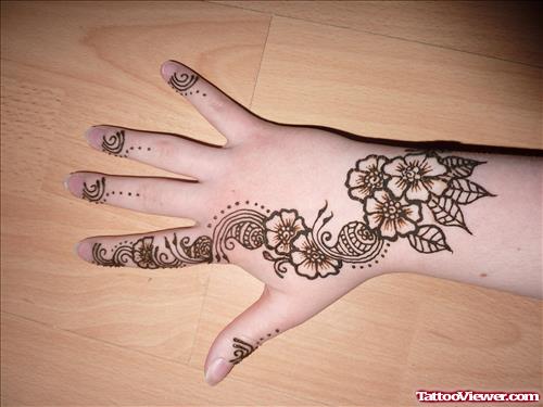 Awful Flowers Henna Tattoo On Back Hand