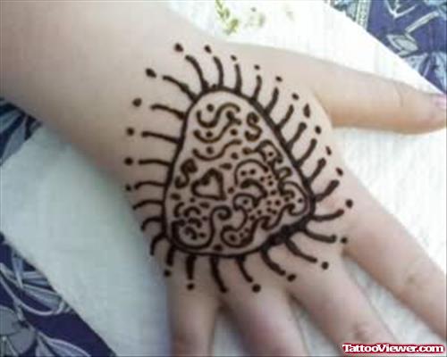 Henna Paw Design Tattoo On Hand