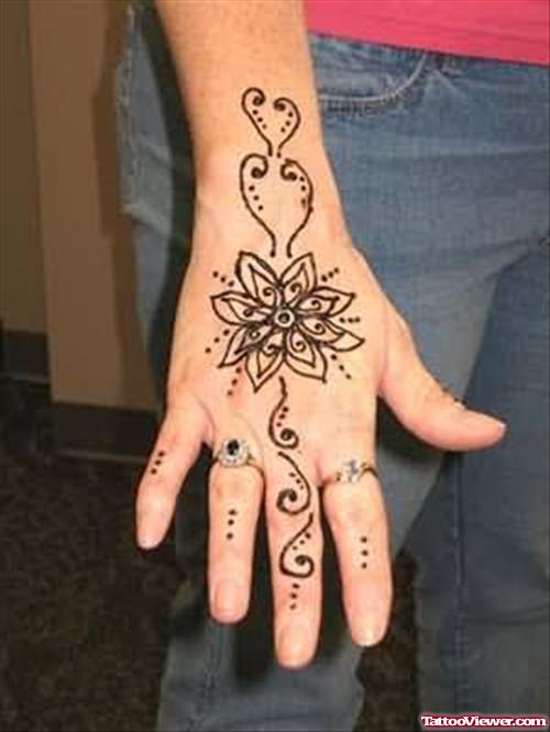 Henna Flower Tattoo On Hand