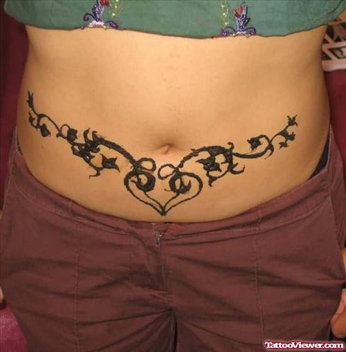 Lower Waist Henna Tattoo