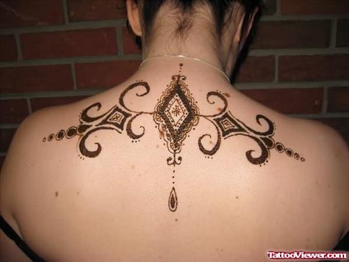 Henna Tattoo Design On Back Neck