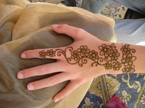 Flowers Henna Tattoo On Back Hand