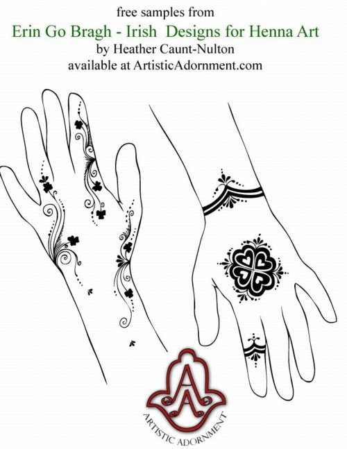 Celtic And Flower Henna Tattoos Design For Men