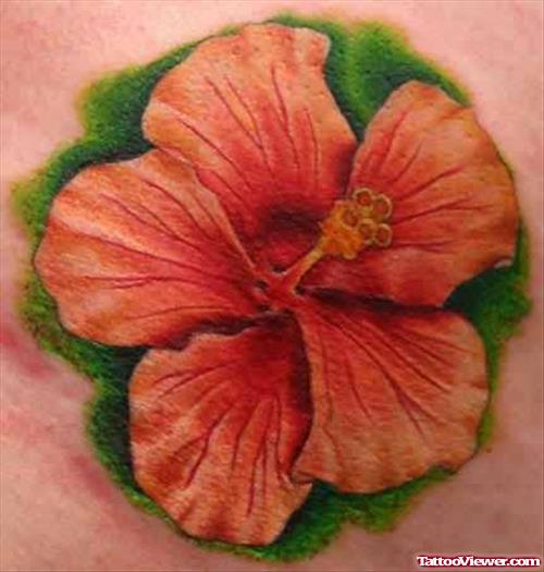 Coloured Hibiscus Flower Tattoo