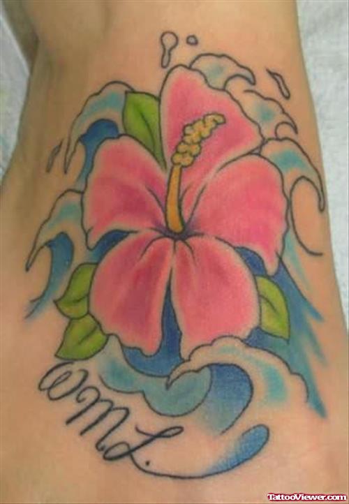 Hibiscus Pink Flower Tattoo