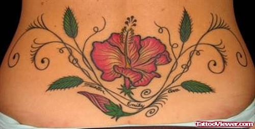 Lower Back  Hibiscus tattoo