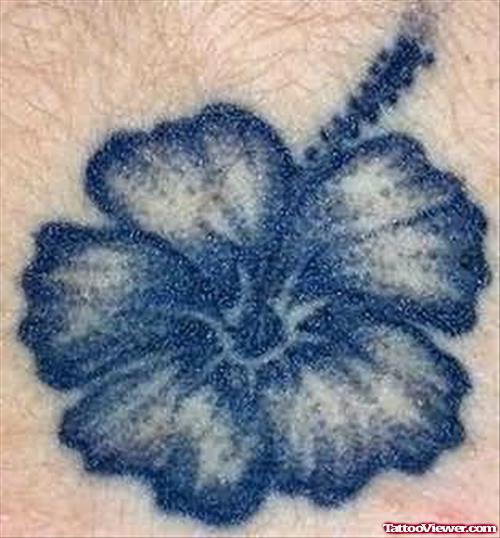 Elegant Blue Hibiscus Flower Tattoo