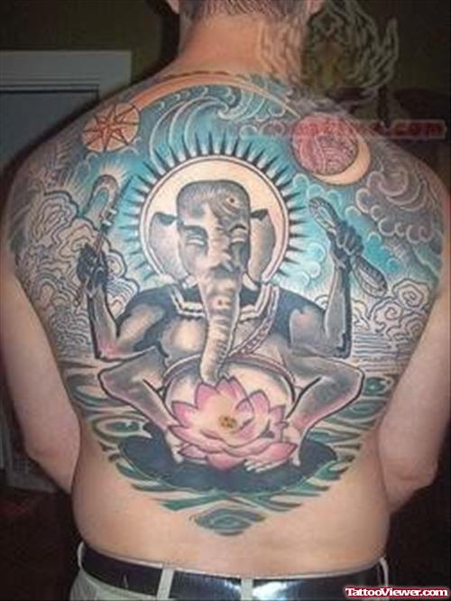 Colourful Lord Ganesha - Hindu Tattoo