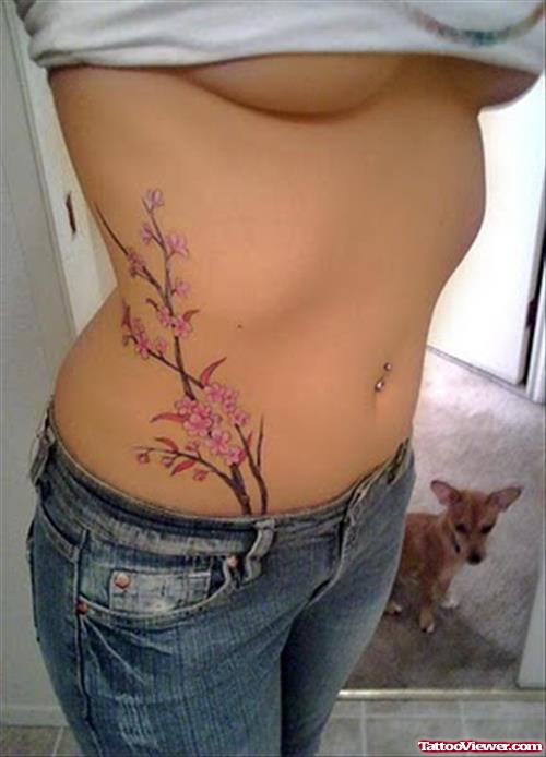 Small Flowers Tattoos On Hip