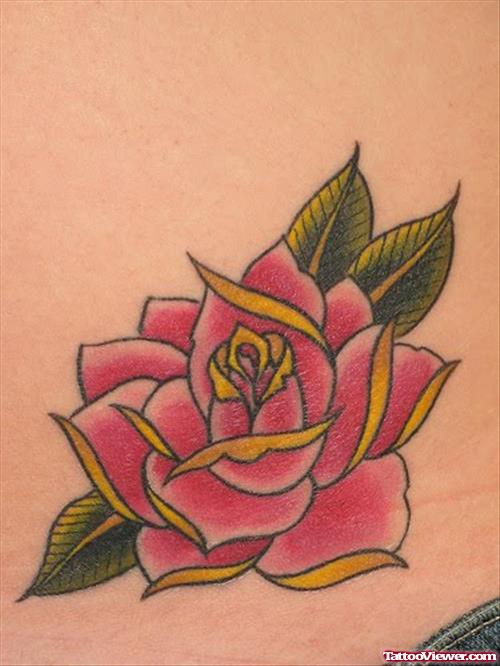 Beautiful Rose Tattoo On Hip
