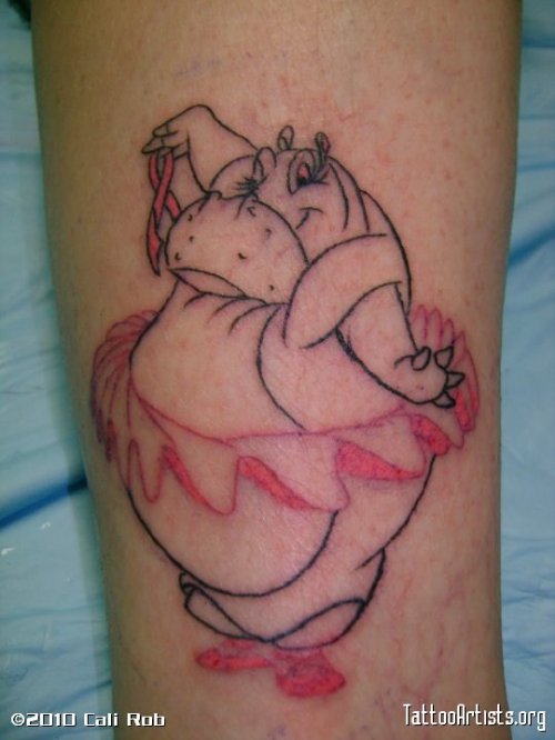 Amazing Outline Hippo Tattoo On Arm