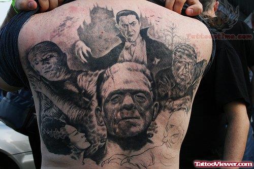 Horror Tattoos On Back Body