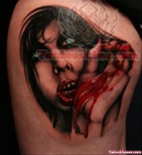 Horror Bleeding Hand Tattoo