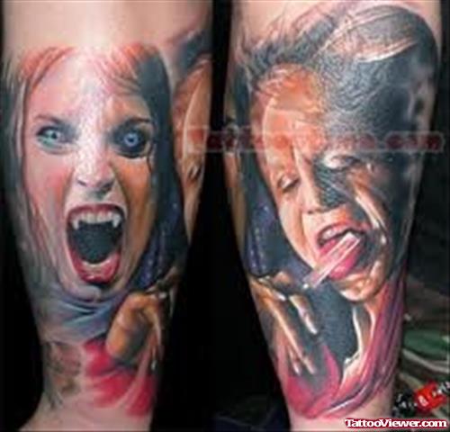 Vampire Girl Horror Tattoo
