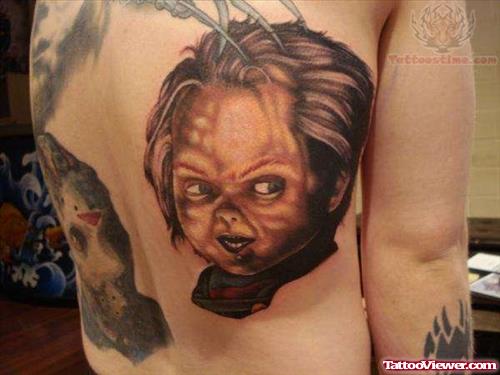 Chucky Horror Tattoo On Back