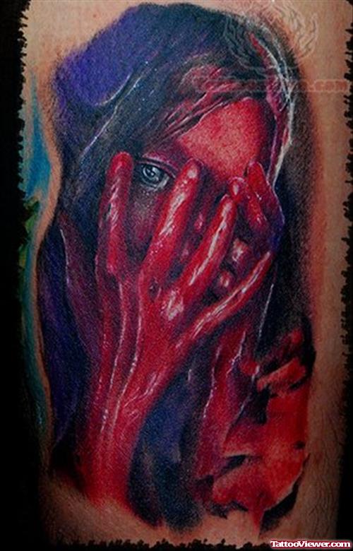 Red Ink Horror Tattoo