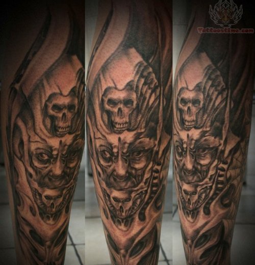 Demon Face Horror Tattoo