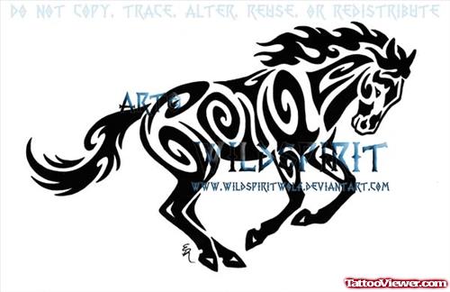 Tribal Running Horse Tattoo by Tattoostime