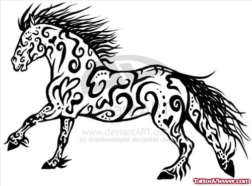 Tribal Design Horse Tattoo