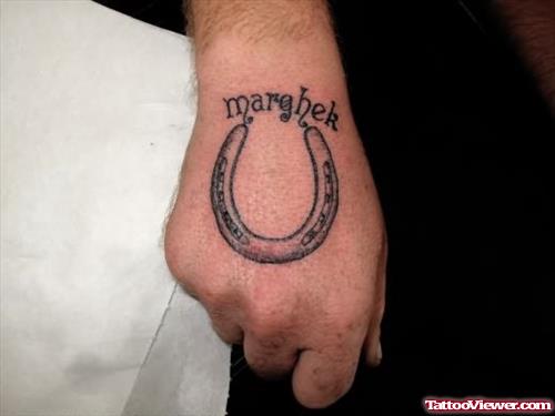 Latest Horseshoe Tattoo On Hand