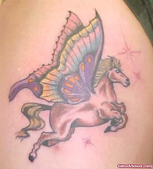 Flying Horse Tattoo On Body