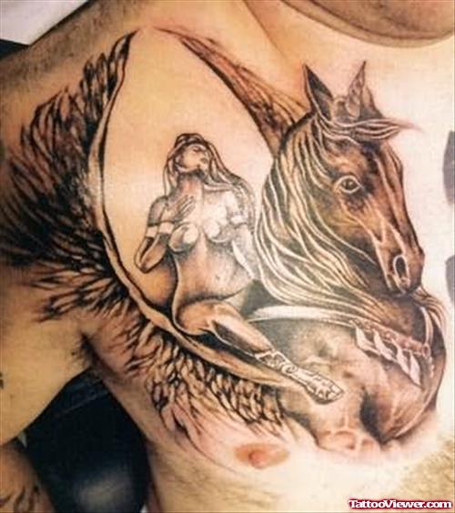 Angel Wings Horse Big Tattoo