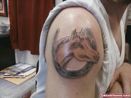 Mine Horse And Horseshoe Tattoo
