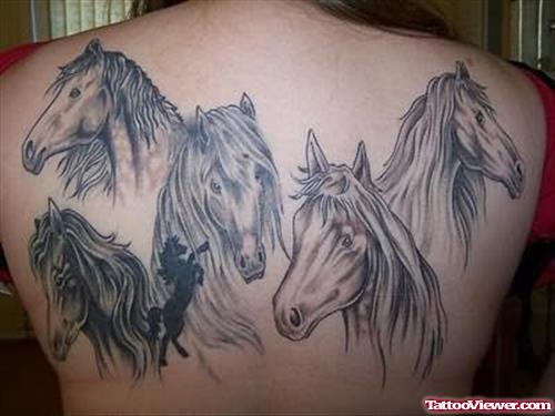 Horses Heads Tattoos On Back