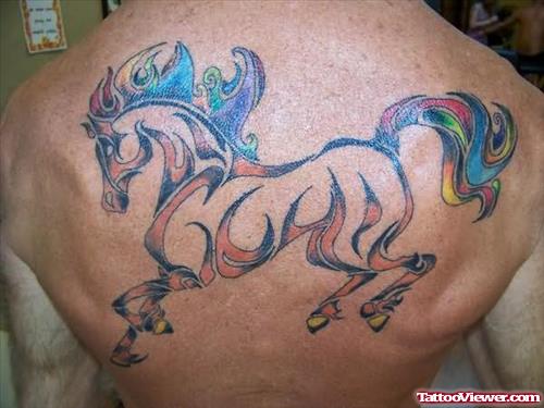 Chromatic Tribal Fire Horse Tattoo