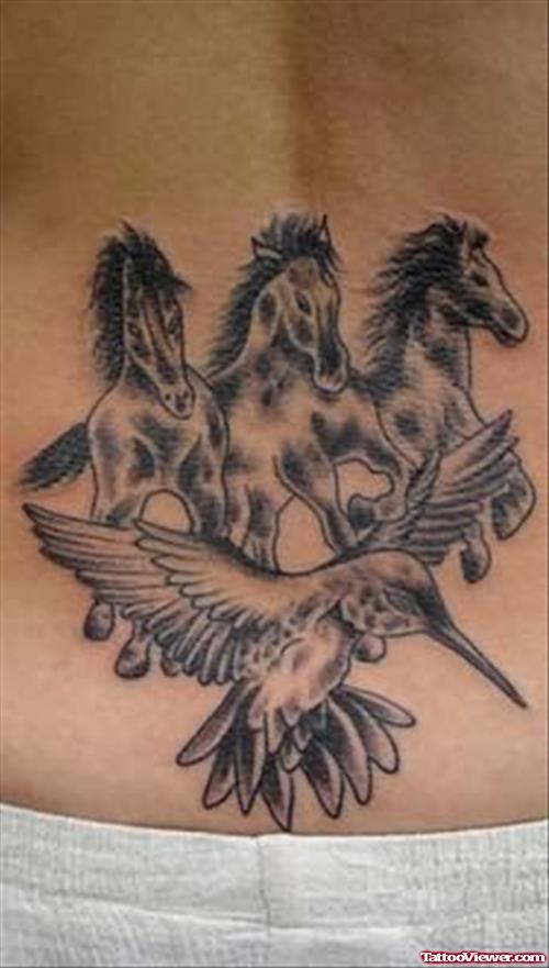 Horses And Bird  Tattoo