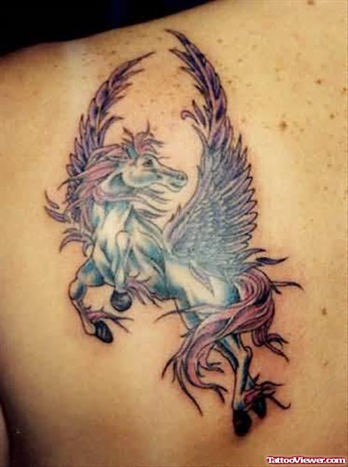Fantasy Horse Tattoo On Back