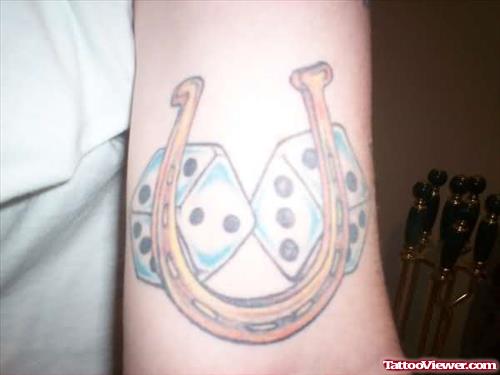 Dice And Horseshoe Tattoo