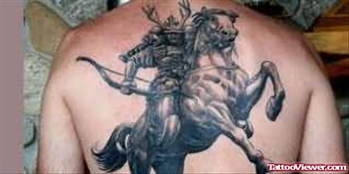 Warriors Horse Tattoo On Back
