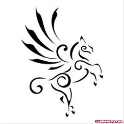 Stylish Winged Horse Tattoo