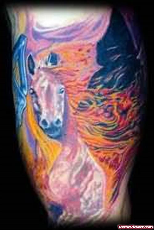 Coloured Horse Tattoo
