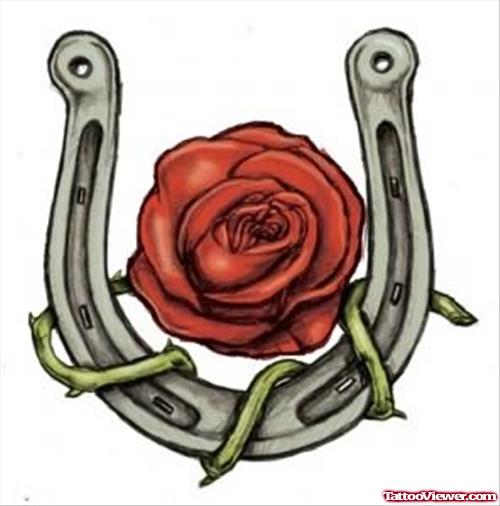 Horseshoe And Rose Sample Tattoo Pictures