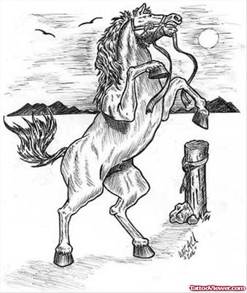 Standing Horse Tattoo Design