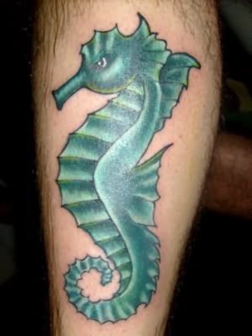 Sea Horse Tattoo For Leg